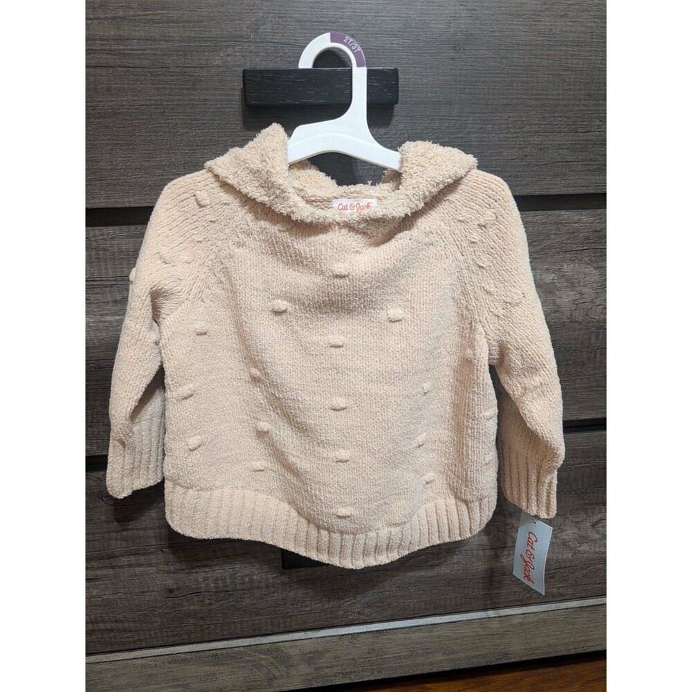 Cat & Jack Toddler Unisex Brown Tan Hooded Bear Pullover Sweater 2T-3T
